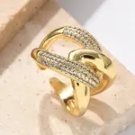 Brass Micro Pave Cubic Zirconia Cuff Finger Rings