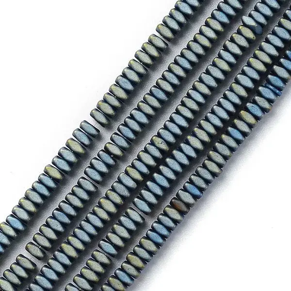 Frosted Square Electroplate Non-magnetic Synthetic Hematite Beads Strands