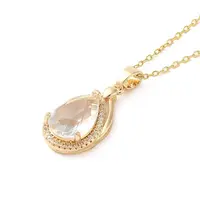 Brass Micro Pave Cubic Zirconia Pendant Necklaces