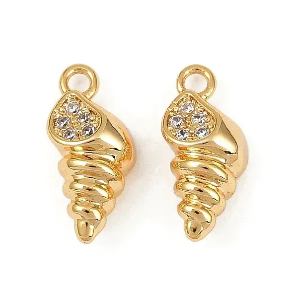 Ocean Theme Brass Micro Pave Cubic Zirconia Charms