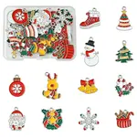 24Pcs 12 Styles Christmas Theme Alloy Enamel Pendants