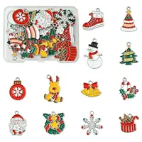 24Pcs 12 Styles Christmas Theme Alloy Enamel Pendants