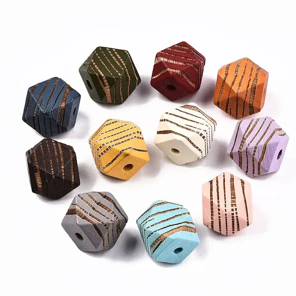 Painted Natural Wood Beads