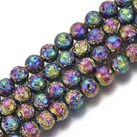 Electroplated Natural Lava Rock Beads Strands