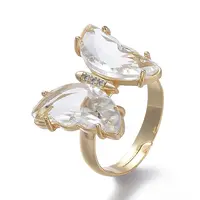 Adjustable Brass Glass Finger Rings