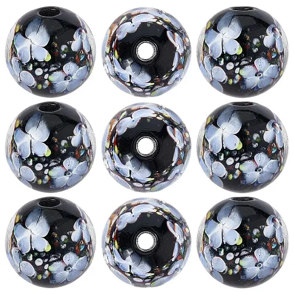 10Pcs Handmade Inner Flower Lampwork Beads