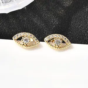 Eye Brass Micro Pave Clear Cubic Zirconia Stud Earrings