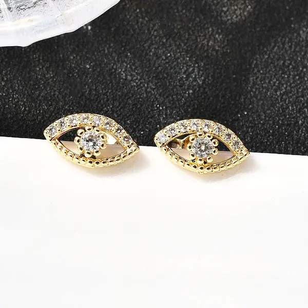 Eye Brass Micro Pave Clear Cubic Zirconia Stud Earrings