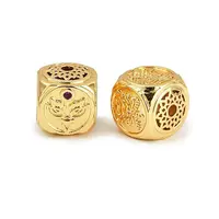 Brass Micro Pave Cubic Zirconia Beads