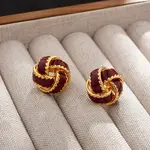 Twist Brass Enamel Stud Earrings for Women