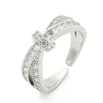Brass Micro Pave Cubic Zirconia Cuff Open Rings