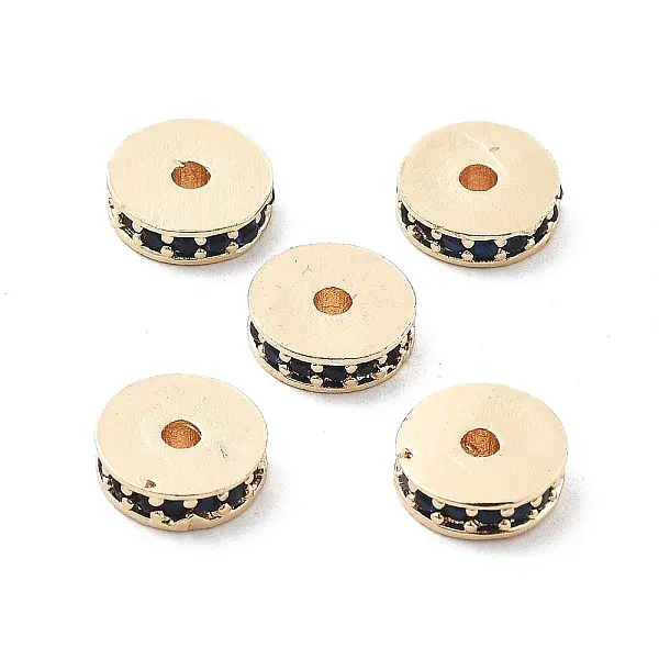 Brass Micro Pave Cubic Zirconia Beads