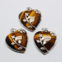 Heart Natural Tiger Eye Pendants