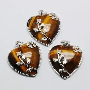 Heart Natural Tiger Eye Pendants