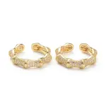 Brass Micro Pave Clear Cubic Zirconia Cuff Rings