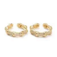 Brass Micro Pave Clear Cubic Zirconia Cuff Rings