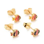 304 Stainless Steel Enamel Stud Earrings