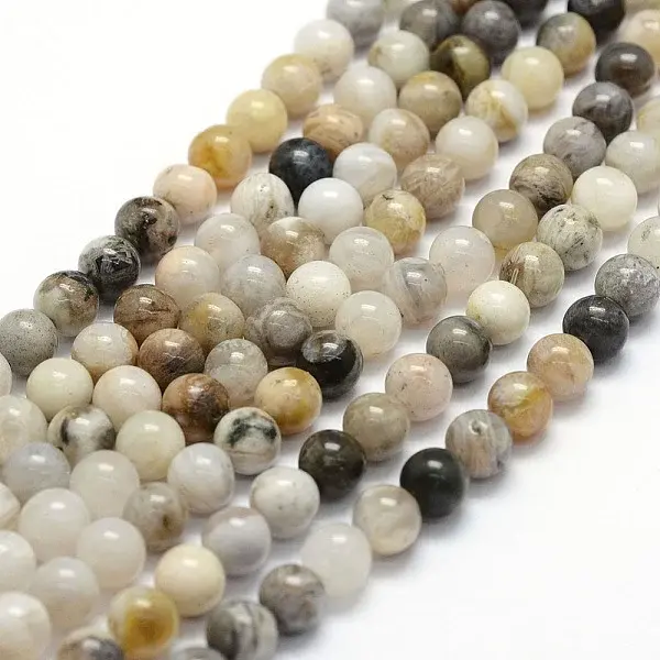 Natural Bamboo Leaf Agate Beads Strands