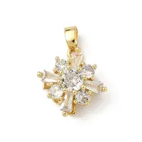 Rotatable Brass Micro Pave Clear Cubic Zirconia Pendants