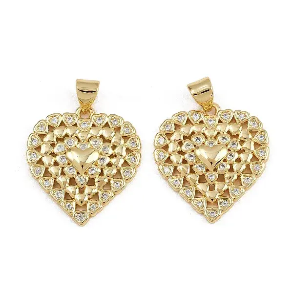 Brass Micro Pave Clear Cubic Zirconia Pendants