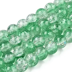 Baking Paint Crackle Glass Beads Strands