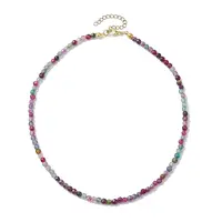 Faceted Round Natural Agate(Dyed & Heated) Beaded Necklaces for Women
