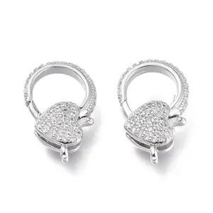 Brass Micro Pave Clear Cubic Zirconia Lobster Claw Clasps