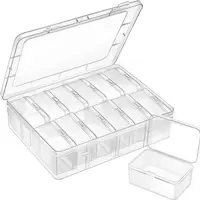 12 Grids Transparent Rectangle Plastic Beads Storage Containers