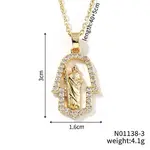 Shiny Brass Micro Pave Clear Cubic Zirconia Hollow Hamsa Hand Vintage Statue Pendant Necklaces