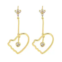 Rack Plating Heart Brass Micro Pave Clear Cubic Zirconia Earrings