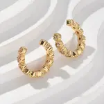 Golden Plated Brass Micro Pave Cubic Zirconia Cuff Earrings