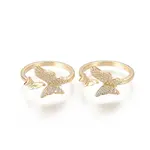 Brass Micro Pave Clear Cubic Zirconia Cuff Rings