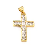 Brass Micro Pave Clear Cubic Zirconia Pendants