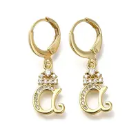 Brass Clear Cubic Zirconia Hoop Earrings