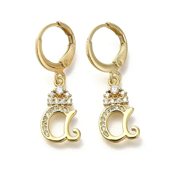 Brass Clear Cubic Zirconia Hoop Earrings