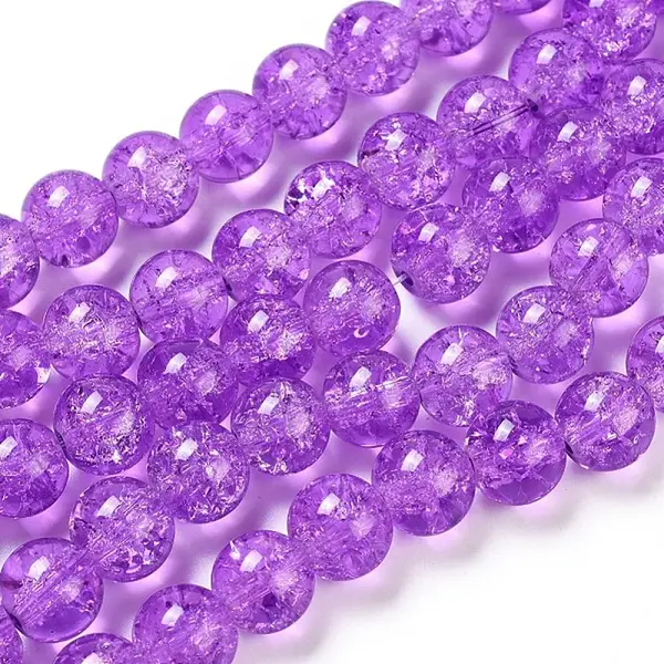 Spray Painted Crackle Glass Beads Strands