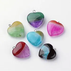 Dyed Natural Agate Pendants