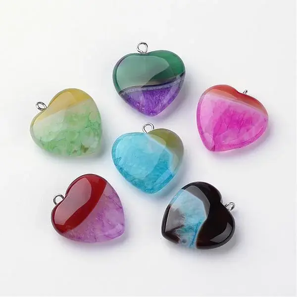 Dyed Natural Agate Pendants