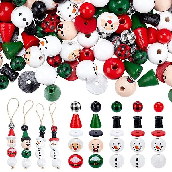Christmas Theme Wood Beads
