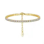 Real 14K Gold Plated 925 Sterling Silver Link Chain Bracelet