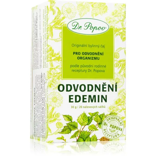 Dr. Popov Originálny bylinný čaj Odvodnenie Edemin porciovaný čaj na odvodnenie organizmu 20 ks