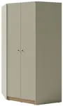 Rohová šatní skříň rudy - zelená/dub písečný