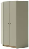 Rohová šatní skříň rudy - zelená/dub písečný