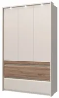 Třídveřová šatní skříň s led osvětlením artemisia - dub tobacco/béžová