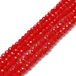 1 Strand Opaque Solid Red Color Faceted Crystal Glass Rondelle Beads Strands