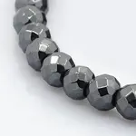Faceted Round Non-magnetic Synthetic Hematite Beads Strands