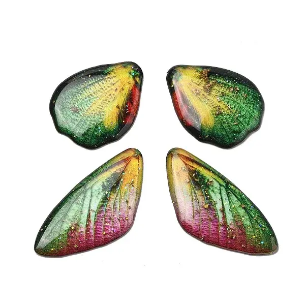 4Pcs Transparent Epoxy Resin Butterfly Wings Pendants