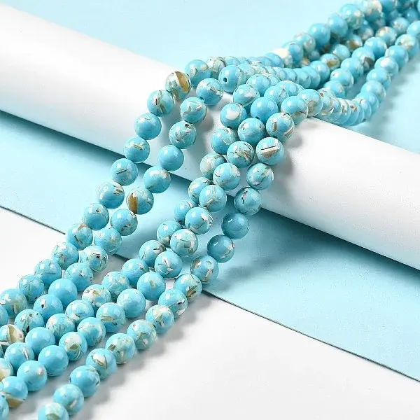 Synthetic Turquoise and Sea Shell Assembled Beads Strands
