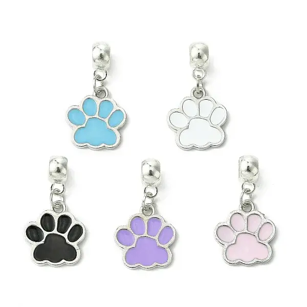 Platinum Tone Alloy Enamel European Dangle Charms
