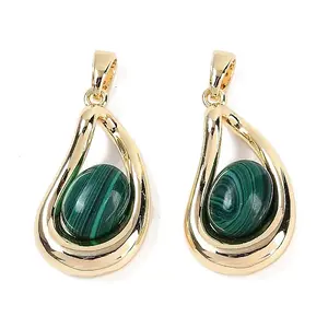 Synthetic Malachite Teardrop Pendants